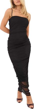 I Saw It First Dames/Dames Midi-jurk met ruches (Zwart)
