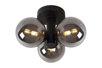 Lucide TRUDY Dimmable Stylish Modern Bathroom Flush Ceiling Light 3xG9 in Black