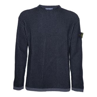 Stone Island Round-neck Knitwear, male, Blue, Size: XL Stylish Sweaters Collection
