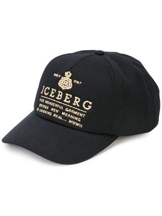 Iceberg logo baseball cap - men - Cotton - One Size - Black