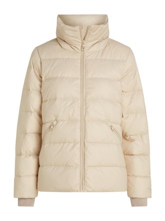 Tommy Hilfiger Womens Short Funnel Neck Down Puffer Jacket, Beige (Classic Beige), S