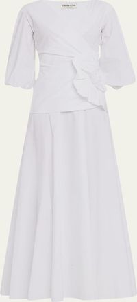 La Petite Robe Di Chiara Boni Flower-Embellished Stretch Cotton Maxi Dress