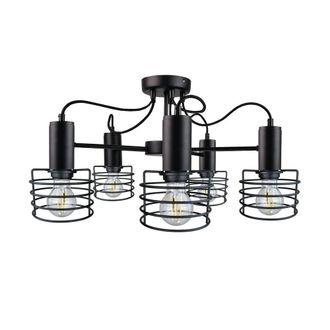 Netlighting Rune Multi Arm Semi Flush Ceiling Light Black 60cm 5x E27