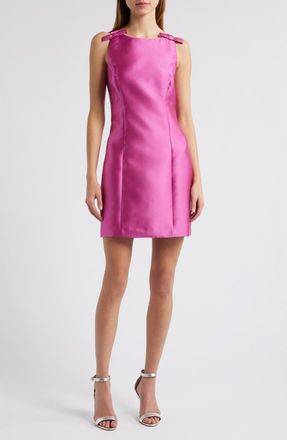 Hutch Bow Detail Bateau Neck Gazar Cocktail Dress in Hot Pink at Nordstrom, Size X-Large