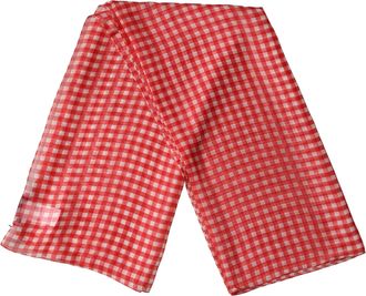 Dolce & Gabbana White Red Check Silk Wrap Foulard 140cm x 136cm Womens Scarf