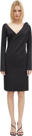 J.W.Anderson Jurk met schouderdrap en V-hals - Dames - Korte kleedjes - Zwart - XS - Polyester - Kleedjes