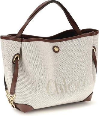 Chlo&eacute; Womens Clover Shoulder Bag Beige Cotton Jacquard Canvas