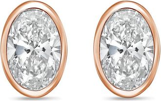 Diana M. Jewels 14Kt Rose Gold 9.00 cts Lab Grown Oval Diamond Bezel Studs