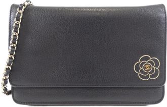 Chanel Black Leather Chain/Shoulder Wallet (Pre-Owned)