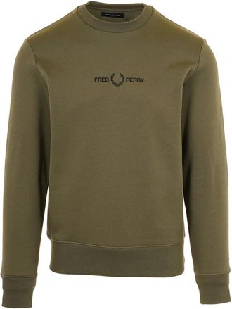 Fred Perry Geborduurde Sweatshirt voor Stijlvolle Look - Heren - Sweatshirts - Groen - M - Hoodies & sweatvesten