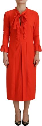 Dsquared2 Dsqua&sup2; Polyester Long Sleeves Pleated Midi Womens Dress (Pre-Owned)