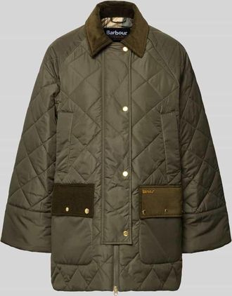 Barbour Regular Fit Steppjacke mit Cord-Details Modell ALDBURGH in Oliv, Größe 34