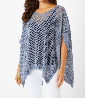 French Kyss Crochet Poncho In Denim