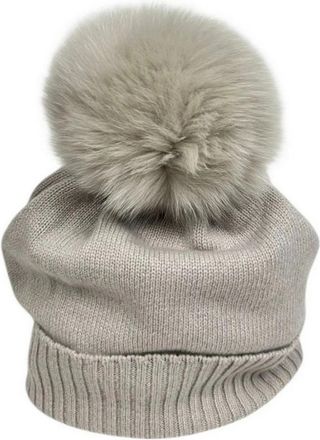 D.exterior Geribbelde Beanie met Omgeslagen Rand - Dames - Hoeden - Grijs - ONE Size - Wol - Accessoires