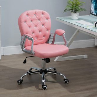 STILVORA Sedia Da Ufficio Ergonomica, Altezza Regolabile, Con Schienale Trapuntato A Rombi In Ecopelle Pu, Rosa