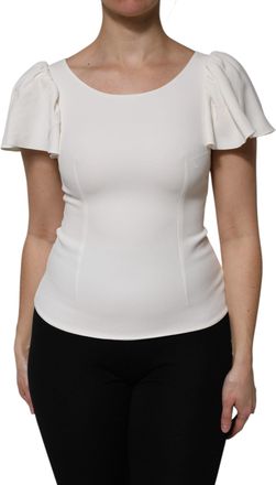 Dolce & Gabbana Womens White Viscose Round Neck Short Sleeves Top Acetate Elastane