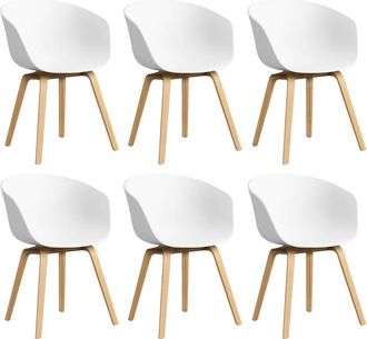 HAY About A Chair AAC 22, Eiche lackiert / white 2.0 (Kunststoffgleiter) (6er Set)