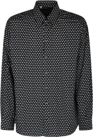 Dolce & Gabbana Zwart-wit katoenen overhemd met geometrische print - Heren - Casual Overhemden - Zwart - L - Katoen - Overhemden