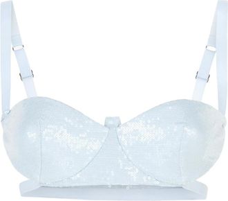 GCDS Sequins Bra - Dames - BHs - Blauw - L - Polyester - Ondergoed