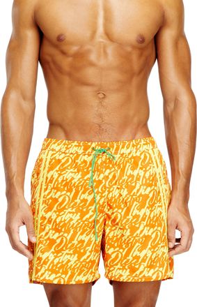 Diesel Swim shorts with all-over logo print - Swim shorts - Man - Yellow
