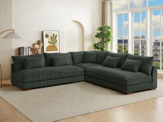 Vente-Unique Divano Angolo reversibile in Velluto a coste Verde - SPERONE di PASCAL MORABITO