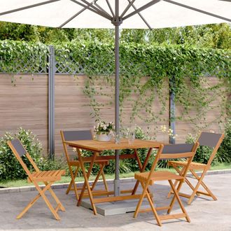 vidaXL Set De Comedor De Jard&iacute;n 5 Pzas Tela Madera Maciza Antracita Vidaxl