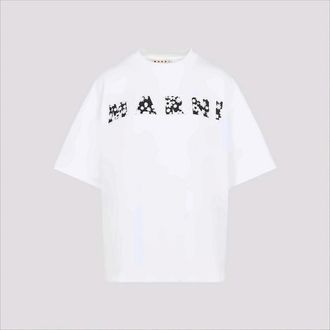 Marni White Short-Sleeve T-Shirt With Floral Graphic Design