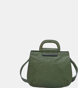 Aunts & Uncles Womens Accessories Top Handle Large Moon Bag with Logo in Deep Lichen - Green - One Size