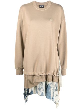 Diesel Sweaterjurk met chiffon afwerking - Beige