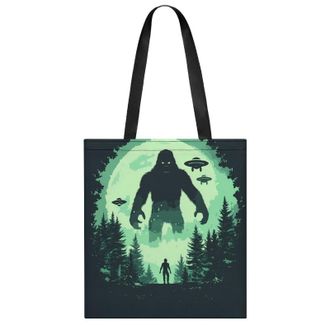 Generic Bigfoot And Aliens Womens Tote Casual Shopping Bag Lightweight Shoulder Bags Hobos Handbag for Work Travel Daily 35x40cm