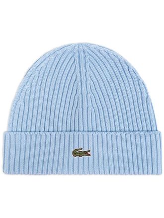 Lacoste logo-embroidered knit hat - Blue