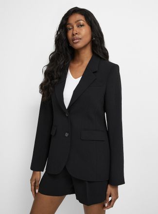 Contemporaine Womens Two-button textured stretch crepe Blazer Jacket