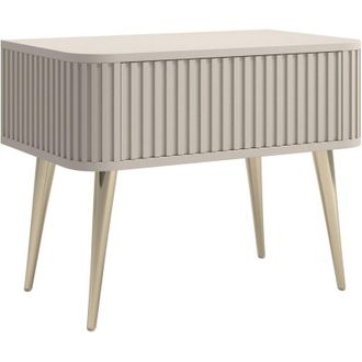 Selsey Selsey Ovarlo - Comodino con gole e cassetto - con gambe dorate - Beige grigio