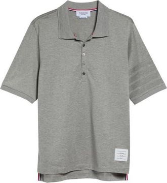 Thom Browne 4-Bar Cotton Jersey Polo in Light Grey at Nordstrom, Size 3