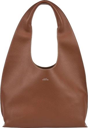 A.P.C. Textured Leather Shoulder Bag with Embossed Logo