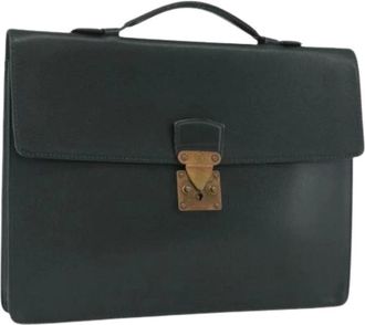 Louis Vuitton Pre-owned Handbags, female, Green, Size: ONE SIZE Pre-owned Taiga Leather Business Bag