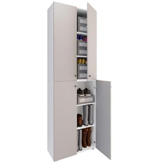 ebuy24 Ebuy24 - Vcm Xl Wood Gran Gabinete De Zapatos Estante De Zapatos Botas Grandes Muebles De Tablero Lona 6 Compartimentos Puertas De Torneado (blanco / 