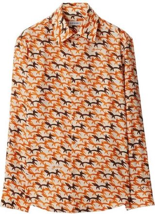 Burberry Regular Fit Fox Pattern Wool Shirt, Brand Size 10 (US Size 8)