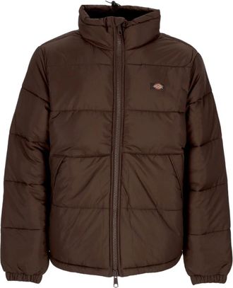 Dickies Waterafstotende Donsjas met Verstelbare Kraag - Heren - Winterjassen - Bruin - S - Polyester - Jassen