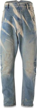 Vivienne Westwood Asymmetrische Broek met Wijde Pijpen en Taille - Dames - Loose Fit Jeans - Blauw - M - Leer - Jeans