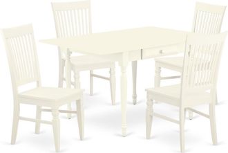 East West Furniture Dining Room Set Linen White, MZWE5-LWH-W