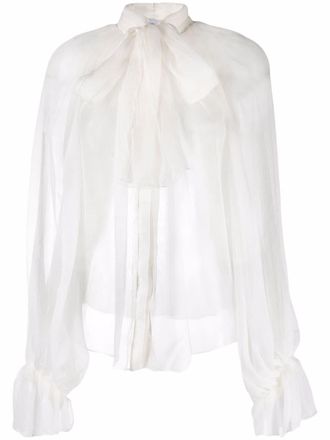 Atu Body Couture semi-sheer silk blouse - women - Silk - L - White