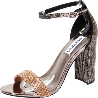 Steve Madden Bronzen Strass Sandaal met 10cm Hak - Dames - Sandalen met hakken - Bruin - 38 1/2 EU - Schoenen