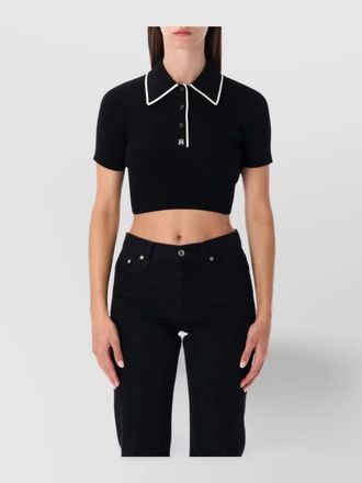 Amiri ribbed cropped knit polo shirt