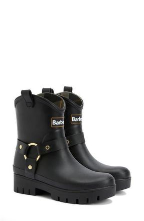Barbour Elley Harness Rain Boot in Black at Nordstrom, Size 10