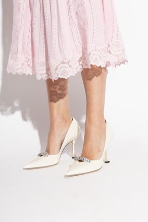 Jimmy Choo London Belinda Pump 90 Heeled Shoes, Womens, Cream