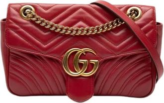 Gucci Pre-owned Shoulder Bags, female, Red, Size: ONE SIZE Pre-owned Quilted Leather Shoulder Bag