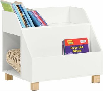 SoBuy Sobuy - Estantería para Niños con 2 Estantes y 1 Compartimiento Librero Infantil para Habitación Organizador Multiusos 60 x 48 x 53 cm KMB54-W es