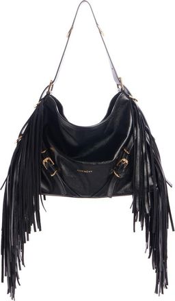 Givenchy Medium Voyou Fringe Leather Hobo Bag in 001-Black at Nordstrom