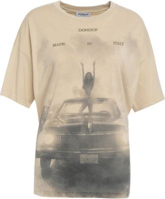 Dondup Relaxed Fit Graphic Print T-Shirt In Beige